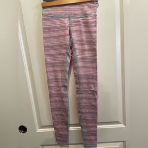 Lululemon Wunder Under Leggings | pink cyber stripe menthol | sz 4